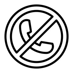 No Call Vector Line Icon Design