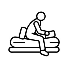 hiker resting on log icon, hiker resting on log line art - simple line art of hiker resting on log, perfect for hiker resting on log logos and icons and themed design