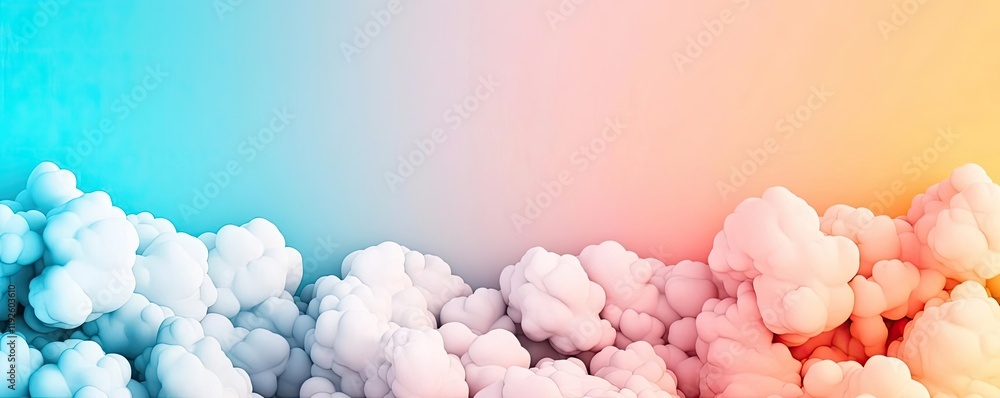 Poster cloudy abstract background concept. a vibrant blend of colorful clouds against a soft gradient sky, 
