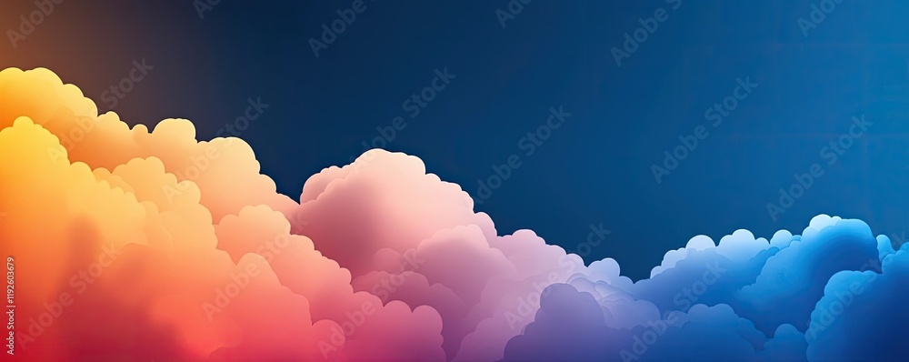 Poster cloudy abstract background concept. vibrant clouds blending colors in a serene sky, creating a peace