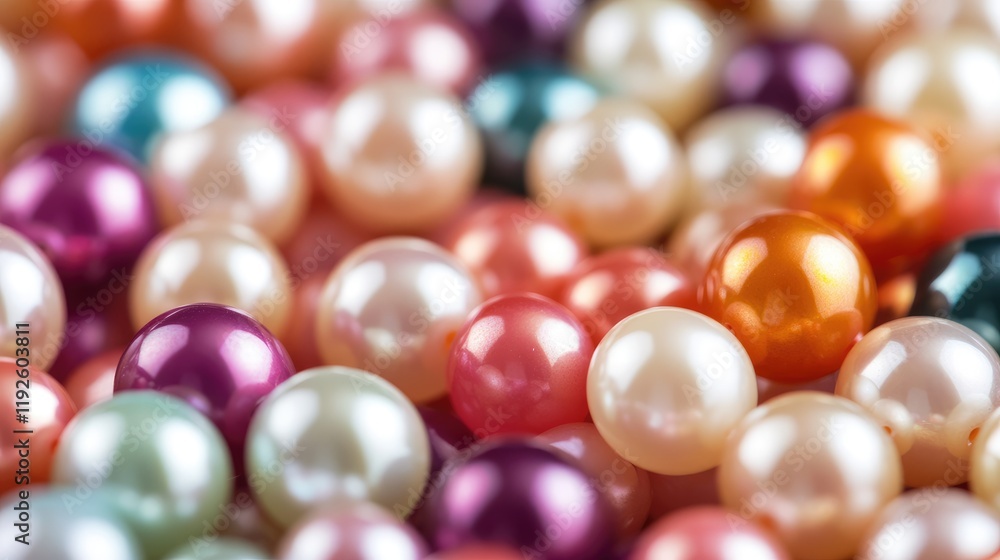 Poster vibrant assorted round pearl beads in a close-up textured arrangement
