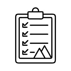 hiking checklist icon, hiking checklist line art - simple line art of hiking checklist, perfect for hiking checklist logos and icons and themed design