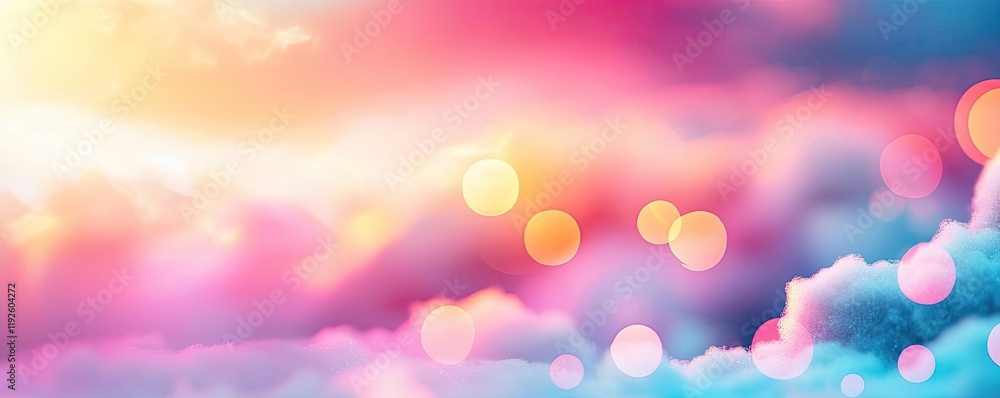 Poster cloudy abstract background concept. a vibrant sky filled with colorful clouds and soft light, evokin