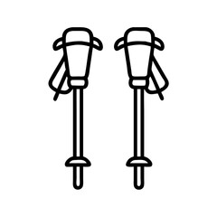hiking poles with snow baskets icon, hiking poles with snow baskets vector,