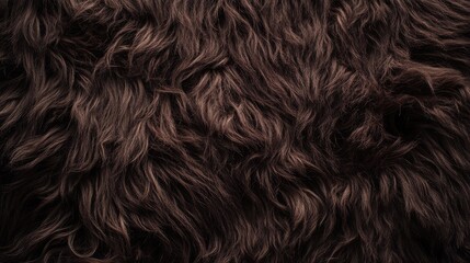 Naklejka premium Fluffy dark brown goat fur texture background showcasing natural fibers and softness for textile design and fashion industry use