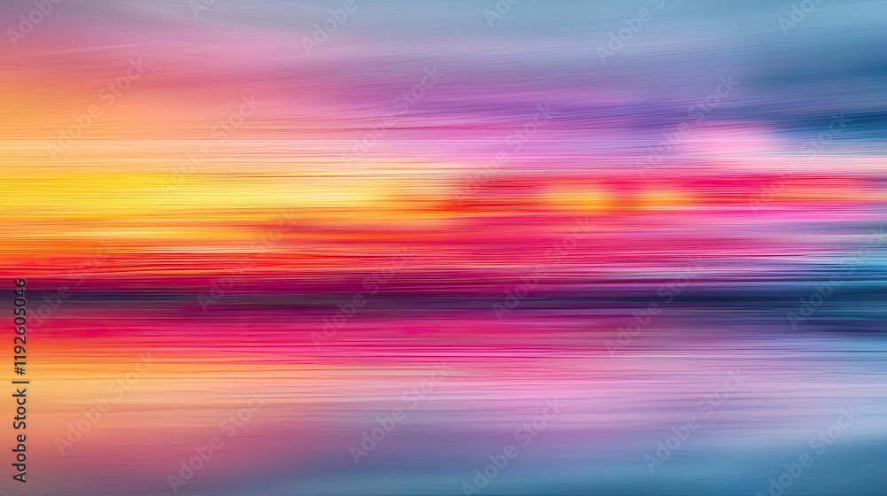Poster blurred abstract background idea. a vibrant sunset with a blend of colors reflecting on water, creat