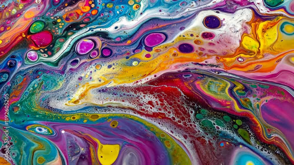 Poster vibrant abstract artwork showcasing swirling colors and dynamic patterns in a fluid art style