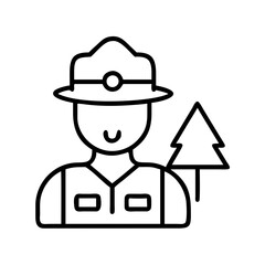 park ranger icon, park ranger line art - simple line art of park ranger, perfect for park ranger logos and icons and themed design