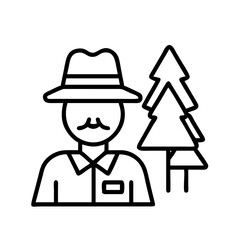 park ranger icon, park ranger line art - simple line art of park ranger, perfect for park ranger logos and icons and themed design