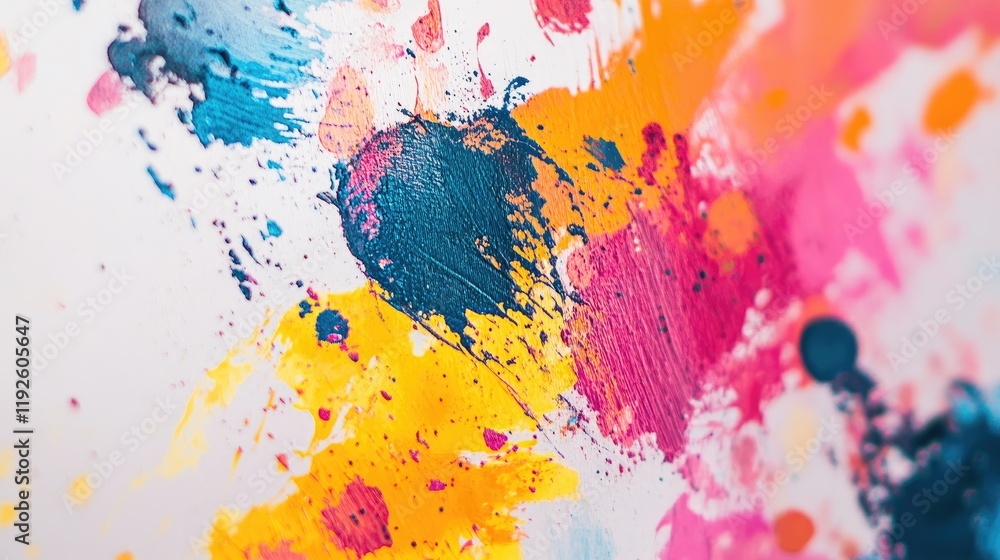 Fototapete Vibrant abstract bokeh colors splashed on a clean white background creating a lively and artistic visual effect