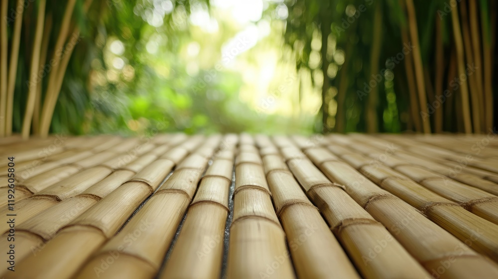 Poster bamboo mat with natural bamboo backdrop creating a serene and tranquil atmosphere for relaxation and