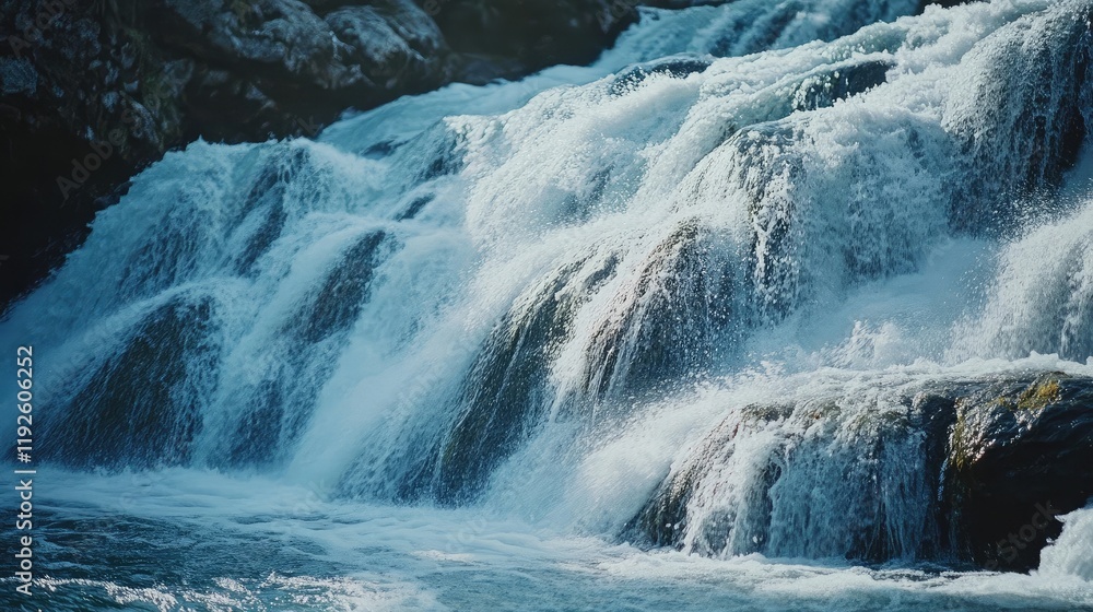 Aufkleber bond falls cascading water with white frothy waves splashing over rocky ledges in a serene natural s