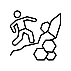 rock scramble icon, rock scramble line art - simple line art of rock scramble, perfect for rock scramble logos and icons and themed design