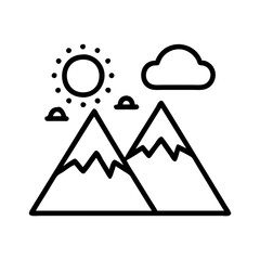 snow capped mountain icon, snow capped mountain line art - simple line art of snow capped mountain, perfect for snow capped mountain logos and icons and themed design