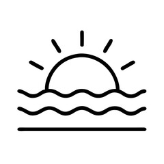 sunset view icon, sunset view line art - simple line art of sunset view, perfect for sunset view logos and icons and themed design