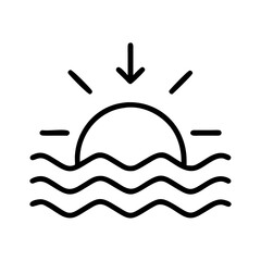 sunset view icon, sunset view line art - simple line art of sunset view, perfect for sunset view logos and icons and themed design