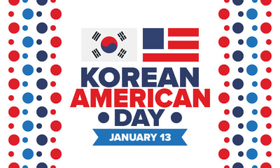 Korean American Day. Korean culture holiday in United States. Korean flag. American flag. Korean Americans. Happy celebration. Creative label. Poster art. Vector illustration