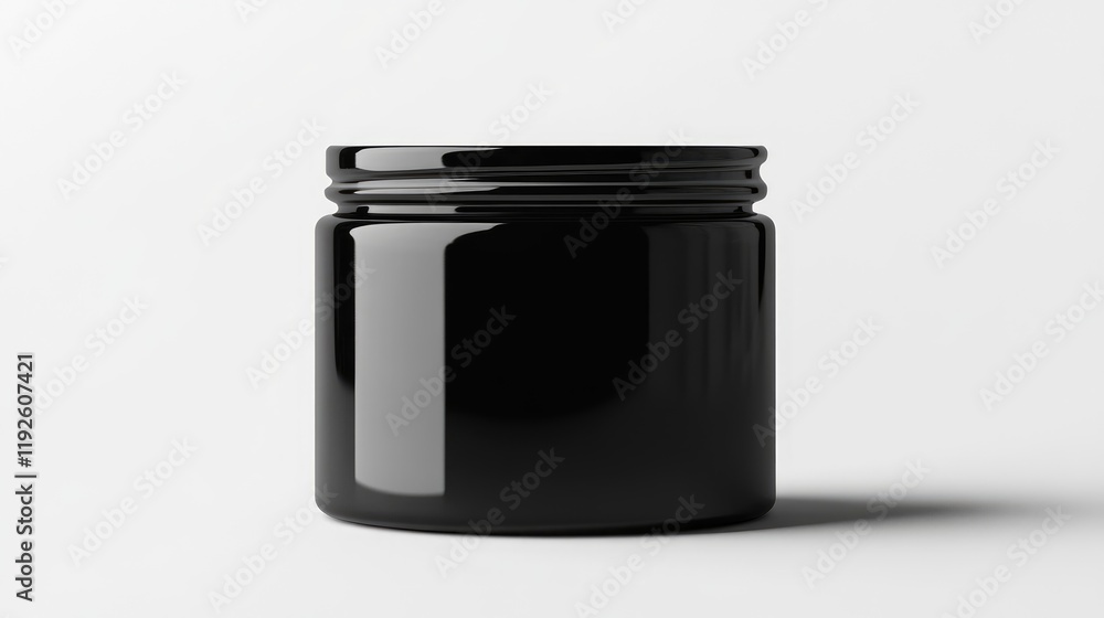 Poster black candle jar mockup with sleek design on minimalist white background for product showcasing and 