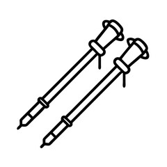 trekking poles icon, trekking poles line art - simple line art of trekking poles, perfect for trekking poles logos and icons and themed design