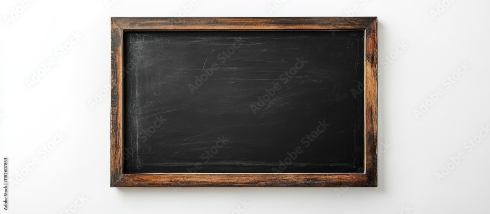 Poster Black Chalkboard Frame Mockup on White Background Ideal for Text Placement with Empty Copyspace for Creative Designs and Announcements
