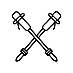 trekking poles icon, trekking poles line art - simple line art of trekking poles, perfect for trekking poles logos and icons and themed design
