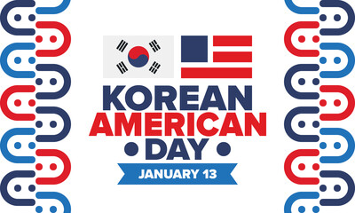 Korean American Day. Korean culture holiday in United States. Korean flag. American flag. Korean Americans. Happy celebration. Creative label. Poster art. Vector illustration