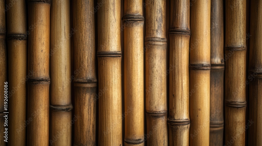 Aufkleber Natural bamboo texture background with vertical tubes arranged for a warm and rustic aesthetic perfect for various design projects.