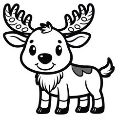 Fototapeta premium cute moose outline for coloring book