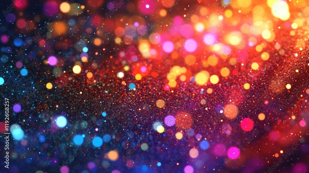 Poster Colorful bokeh lights sparkling background creating a vibrant and dreamy abstract atmosphere for festive and artistic concepts