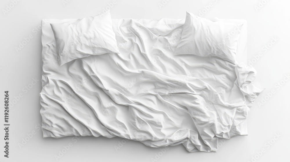 Poster crumpled white bedding flat lay mockup ideal for home decor and textile design projects showcasing t