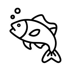 bass fish icon, bass fish line art - simple line art of bass fish, perfect for bass fish logos and icons and themed design