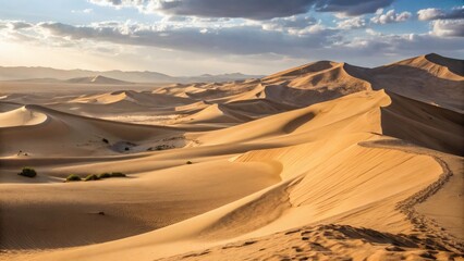 Abstract desert dunes with soft golden gradients