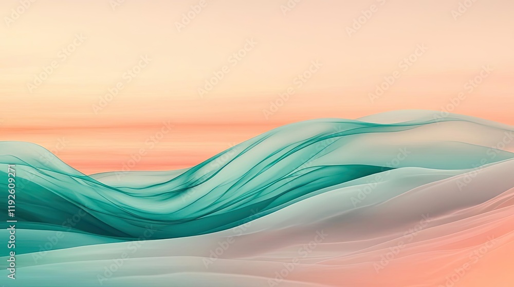 Poster cloudy abstract background concept. abstract landscape with soft waves and pastel colors blending be