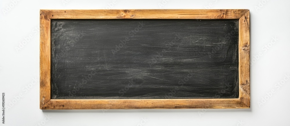Aufkleber Classic Black Chalkboard in Rustic Wooden Frame on White Background Ideal for Text and Creative Presentations with Ample Copyspace