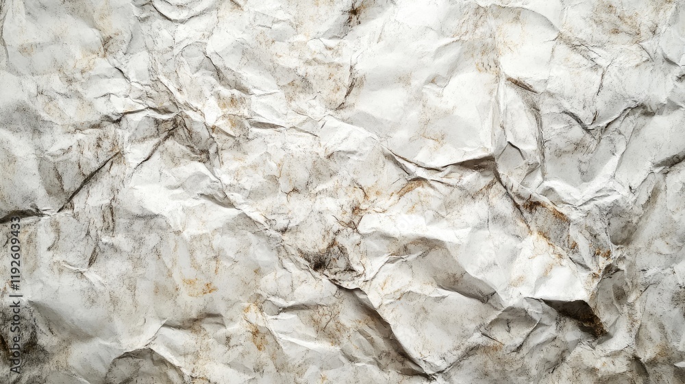 Poster textured crumpled silver paper background with subtle tones for creative design and art installation