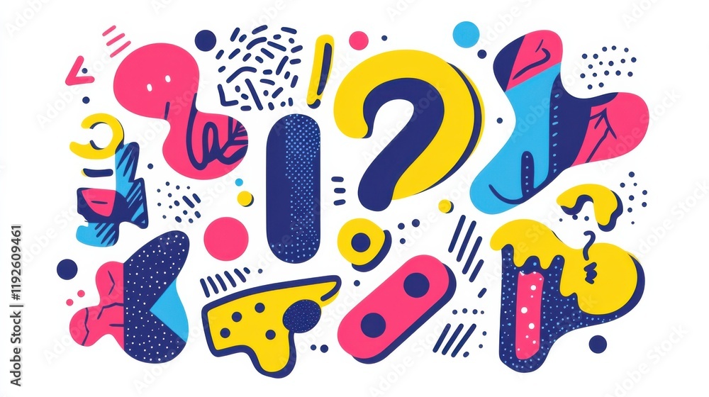 Poster vibrant and colorful abstract shapes with playful patterns ideal for creative projects, advertising,