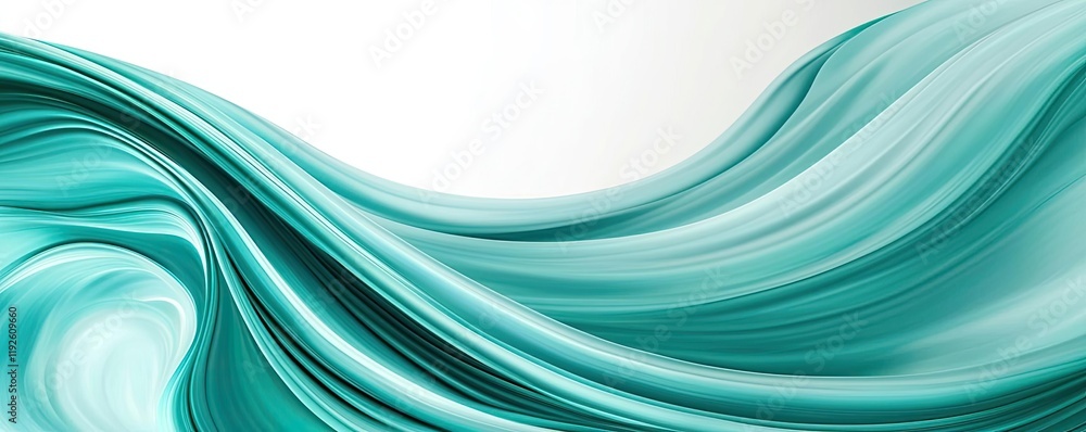 Poster cloudy abstract background concept. elegant turquoise wave design with smooth flowing curves on a wh