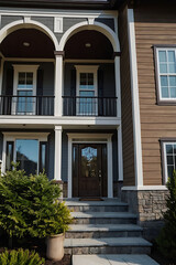 Obraz premium Luxury Home Exterior: Modern Architectural Design with Elegant Facade and Landscaping