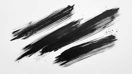 Abstract Black Brushstrokes on White Background for Artistic Design and Creative Projects
