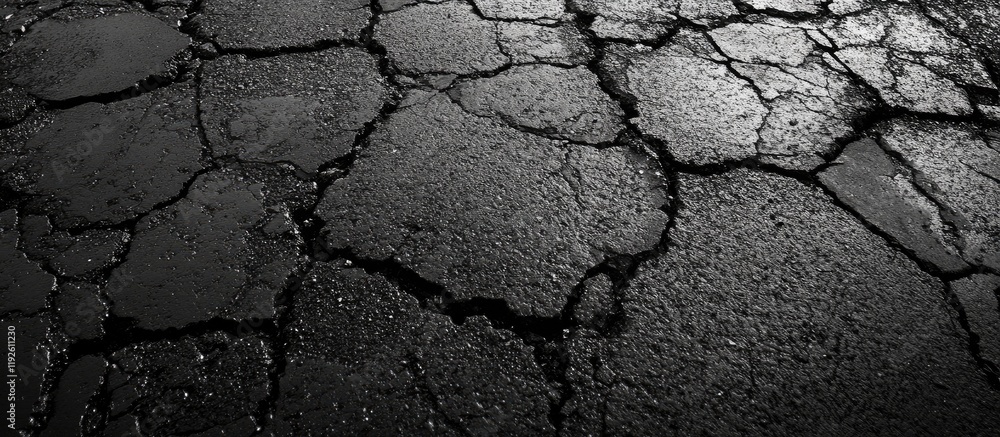 Poster cracked black asphalt surface background ideal for graphic design and promotional content with ample