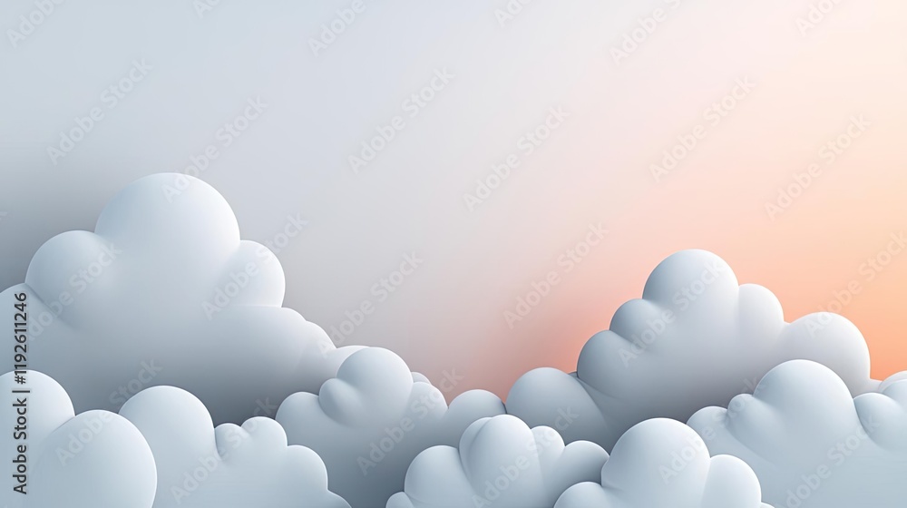 Poster cloudy abstract background concept. soft, fluffy clouds in a pastel sky at sunset, creating a serene