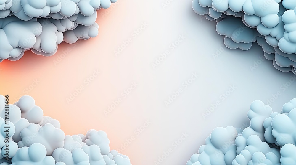 Poster cloudy abstract background concept. soft cloud formations framing a serene and colorful background.