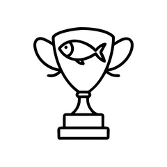 fishing tournament trophy icon, fishing tournament trophy line art - simple line art of fishing tournament trophy, perfect for fishing tournament trophy logos and icons and themed design