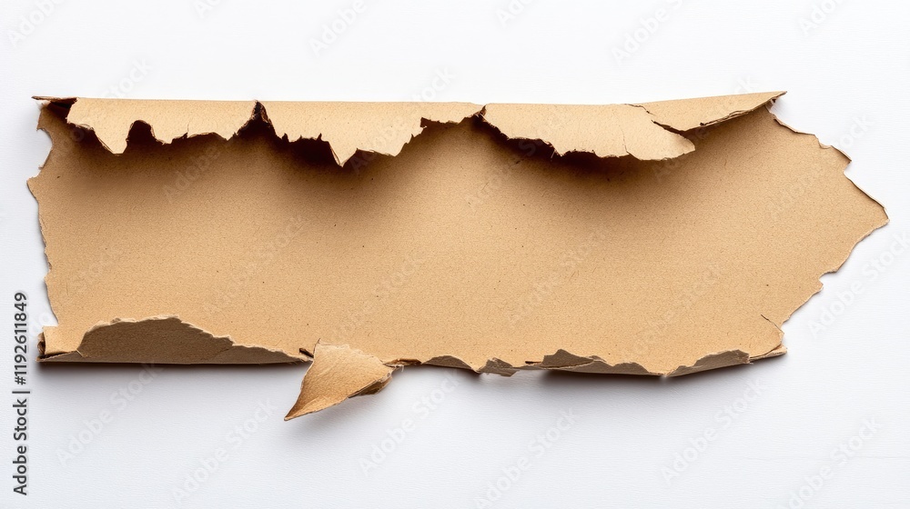 Poster torn cardboard texture with cutout isolated on white background for creative design and packaging ap