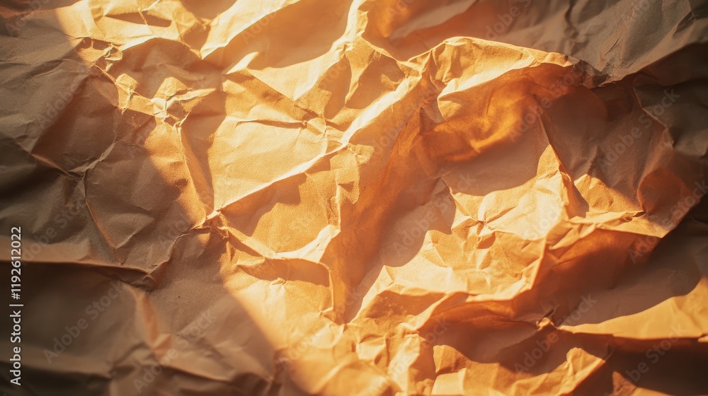 Aufkleber textured crumpled brown paper background illuminated by warm solar light creating a natural classic 