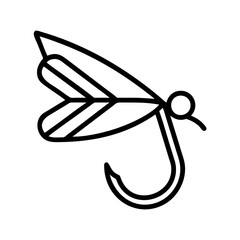 fly fishing flies icon, fly fishing flies line art - simple line art of fly fishing flies, perfect for fly fishing flies logos and icons and themed design