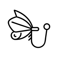 fly fishing lure icon, fly fishing lure line art - simple line art of fly fishing lure, perfect for fly fishing lure logos and icons and themed design