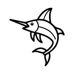 marlin fish icon, marlin fish line art - simple line art of marlin fish, perfect for marlin fish logos and icons and themed design