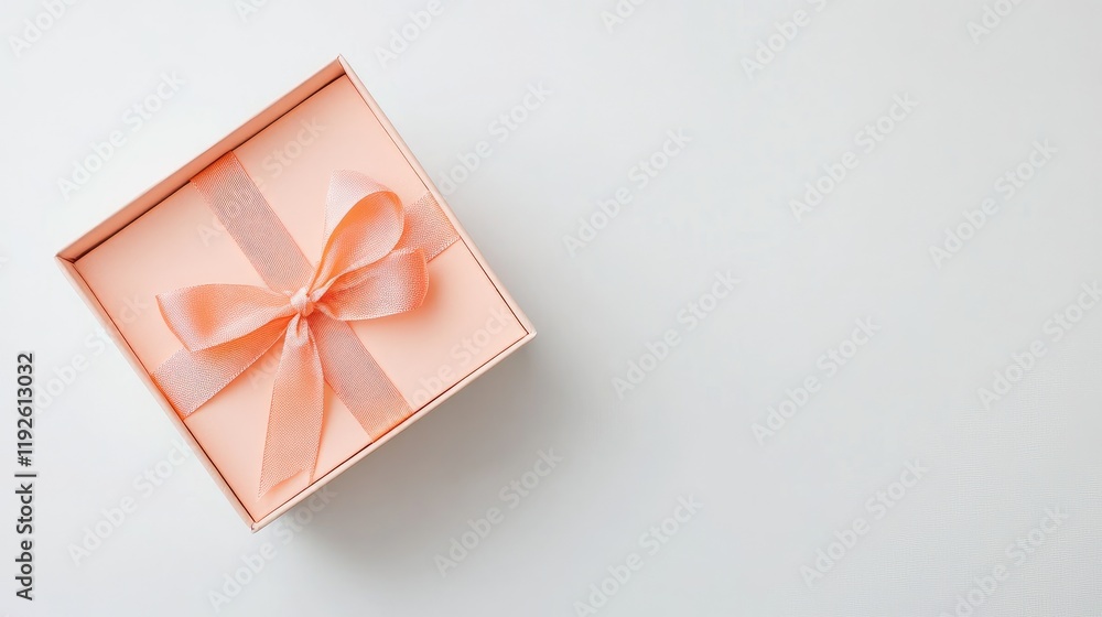 Poster gift box with ribbon on white background featuring empty space for customization and creative text p