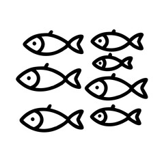 school of fish icon, school of fish line art - simple line art of school of fish, perfect for school of fish logos and icons and themed design